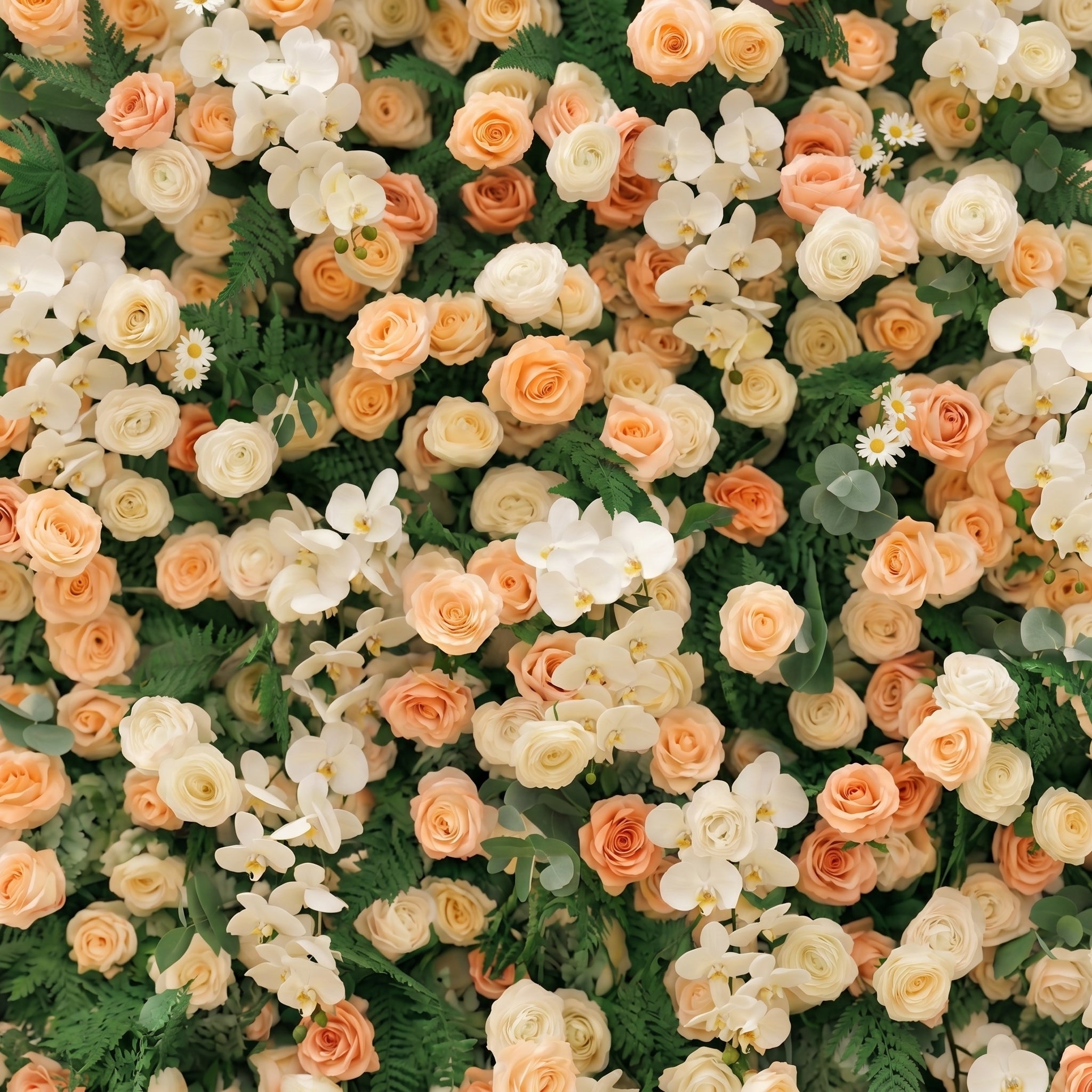 Calorae:Luxury 5D Peach & Ivory Floral Wall with Greenery Roll-Up Backdrop for Rustic Garden Weddings Free Shipping