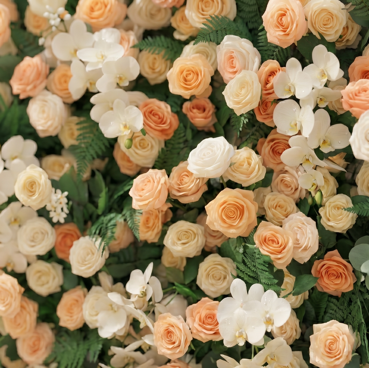 Calorae:Luxury 5D Peach & Ivory Floral Wall with Greenery Roll-Up Backdrop for Rustic Garden Weddings Free Shipping