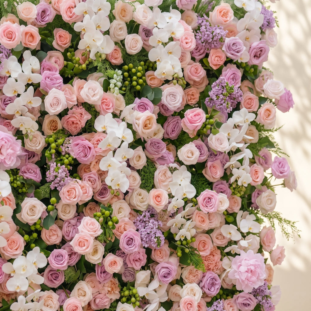 Calrielle:5D Mixed Blush Pink, Peach & Ivory White Silk Rose Flower Wall Roll-Up Fabric Backdrop for Romantic Weddings & Proposals Free Shipping