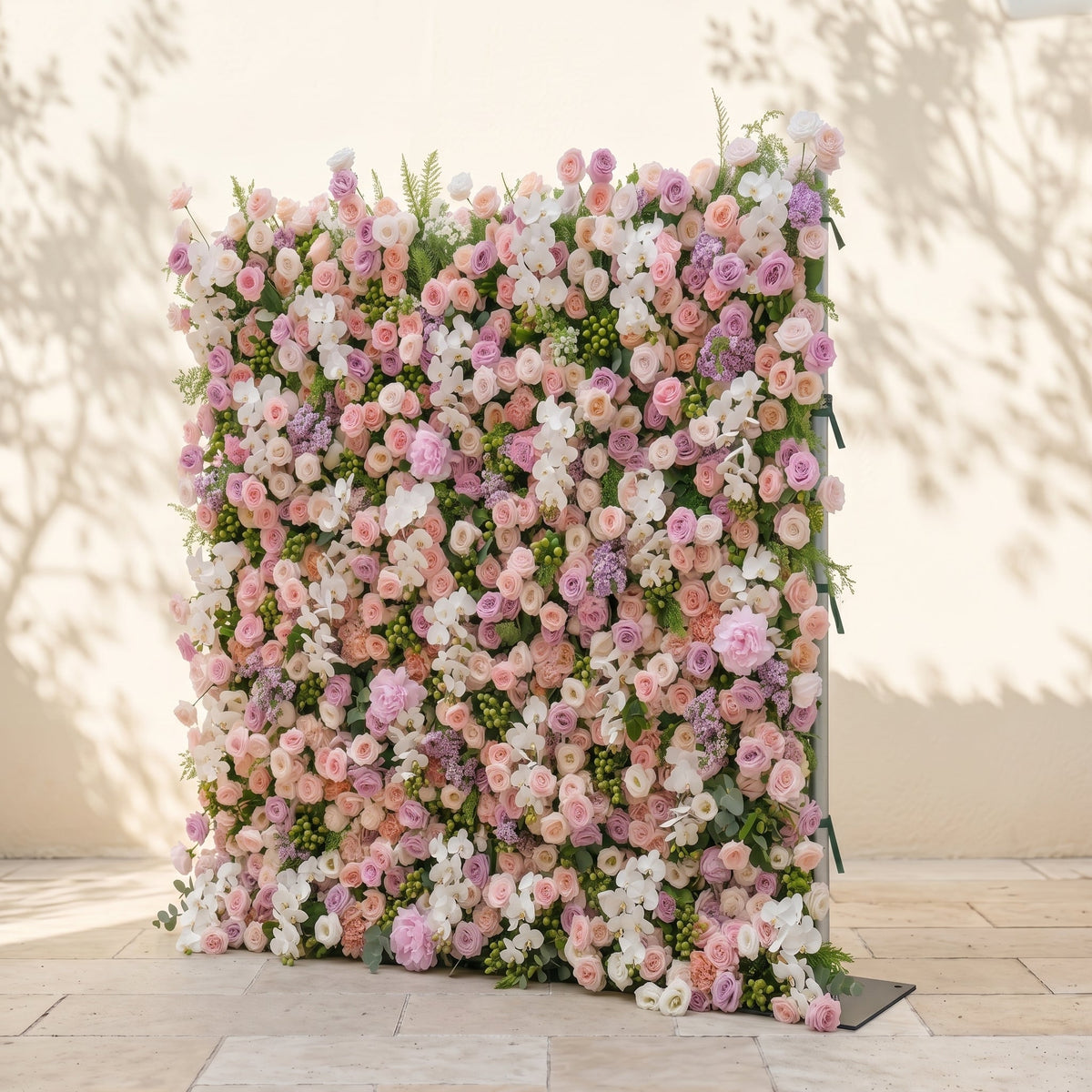 Calrielle:5D Mixed Blush Pink, Peach & Ivory White Silk Rose Flower Wall Roll-Up Fabric Backdrop for Romantic Weddings & Proposals Free Shipping