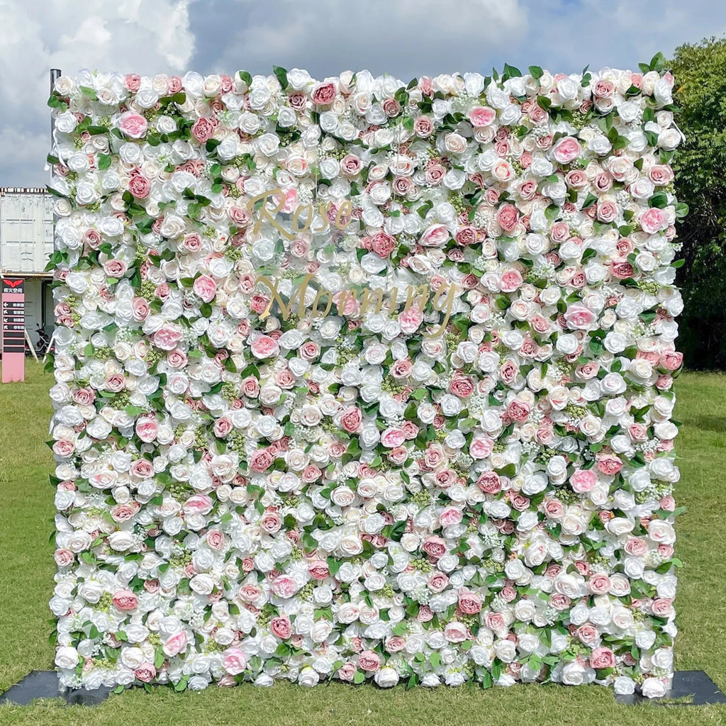 Cindy：5D Fabric Artificial rolling up curtain flower wall Free Shipping