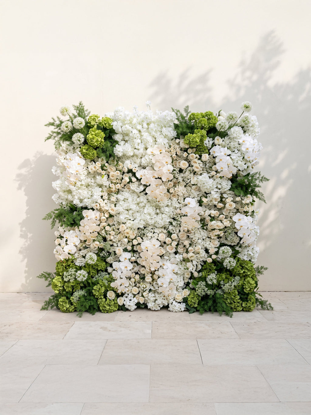 Cireliva: 5D Fabric Artificial rolling up curtain flower wall — front view
