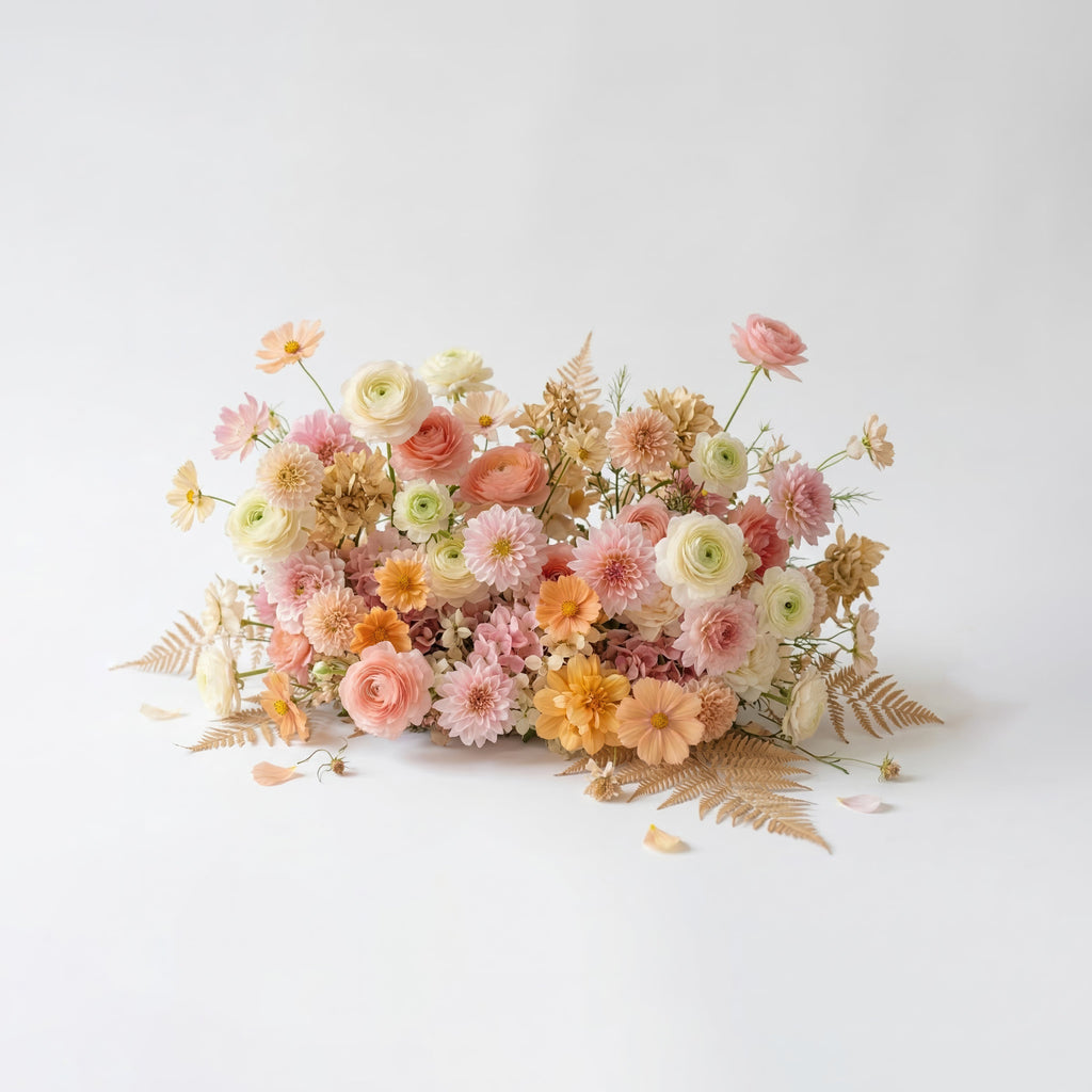 Cirelle: Exquisite Peach & Champagne Butterfly-Shaped Flower Wall Backdrop for Garden Proposals & Weddings Free Shipping