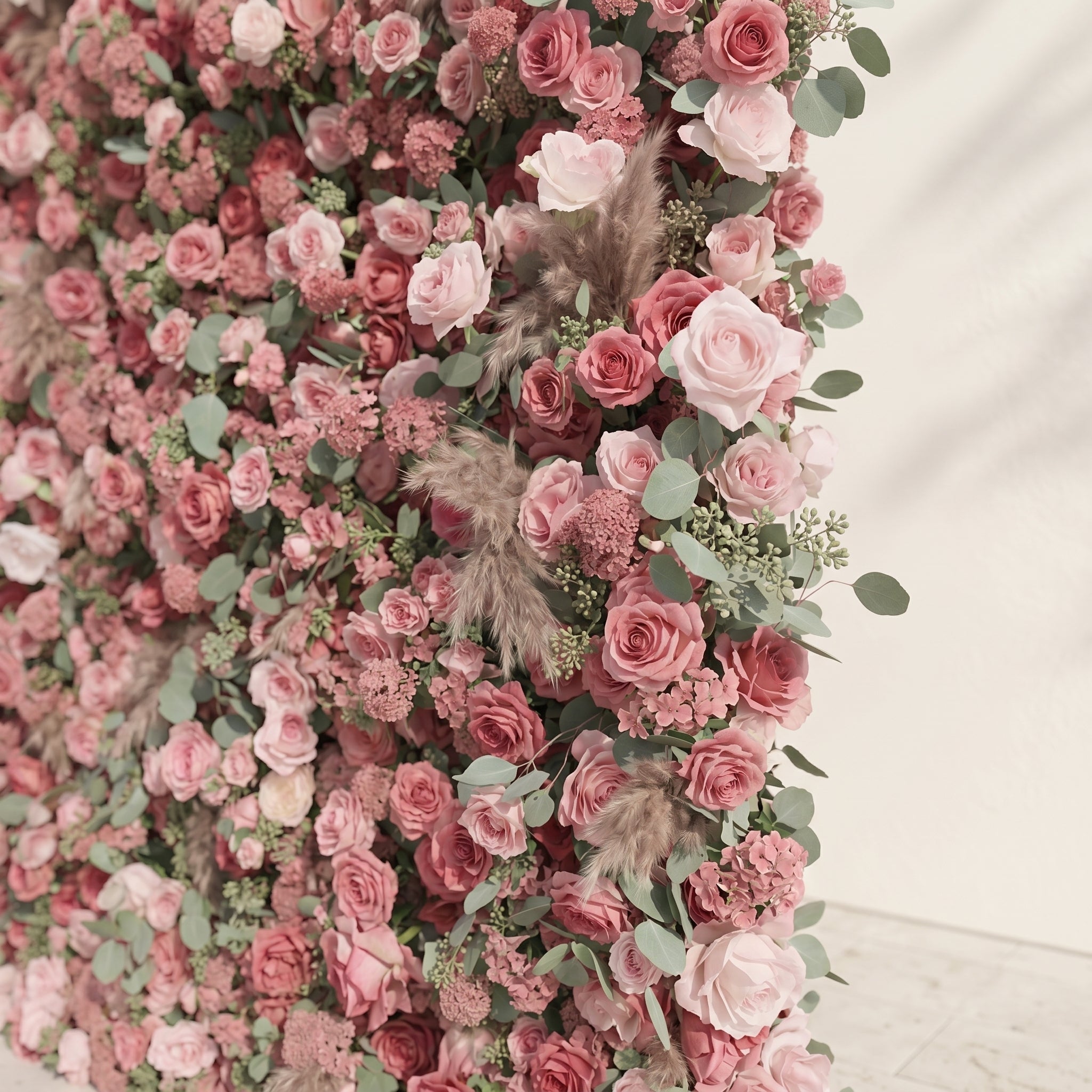 Cloressa: Luxury 5D Dusty Rose & Nude Pink Silk Floral Wall with Dried Pampas Grass for Modern Weddings Free Shipping