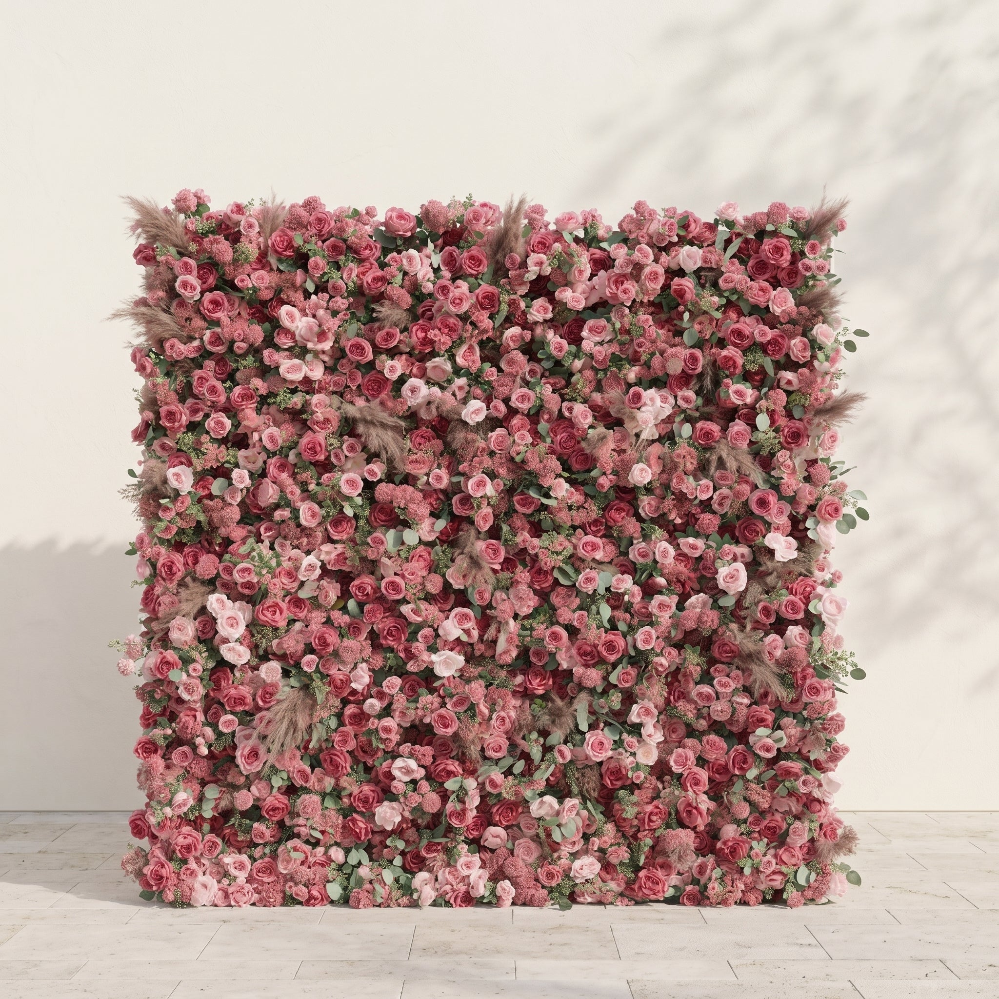 Cloressa: Luxury 5D Dusty Rose & Nude Pink Silk Floral Wall with Dried Pampas Grass for Modern Weddings Free Shipping