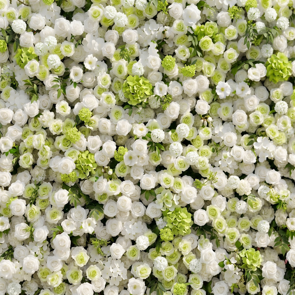 Cordelle: Luxury 4D Creamy White & Fresh Green Silk Floral Wall Backdrop for Organic Garden Weddings Free Shipping