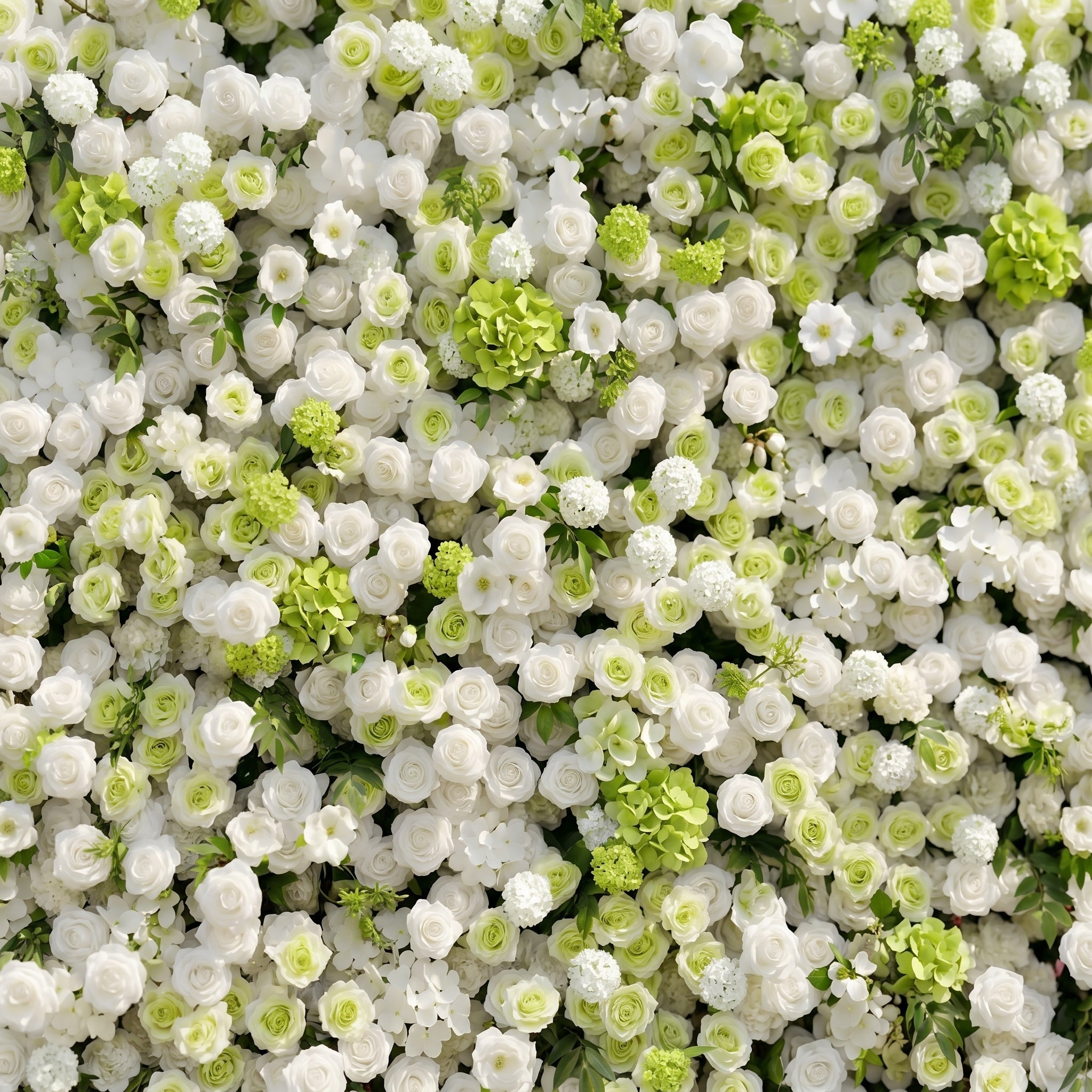 Cordelle: Luxury 4D Creamy White & Fresh Green Silk Floral Wall Backdrop for Organic Garden Weddings Free Shipping
