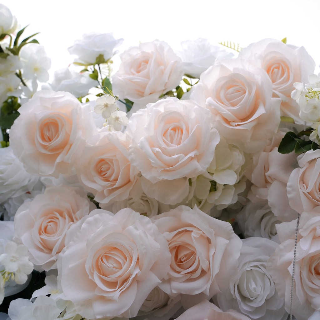 Corrine：5D Fabric Artificial rolling up curtain flower wall Rose Morning