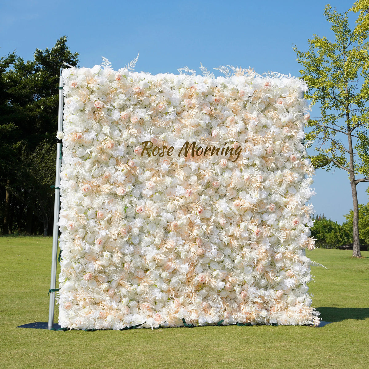 Cream：5D Fabric Artificial rolling up curtain flower wall Free Shipping