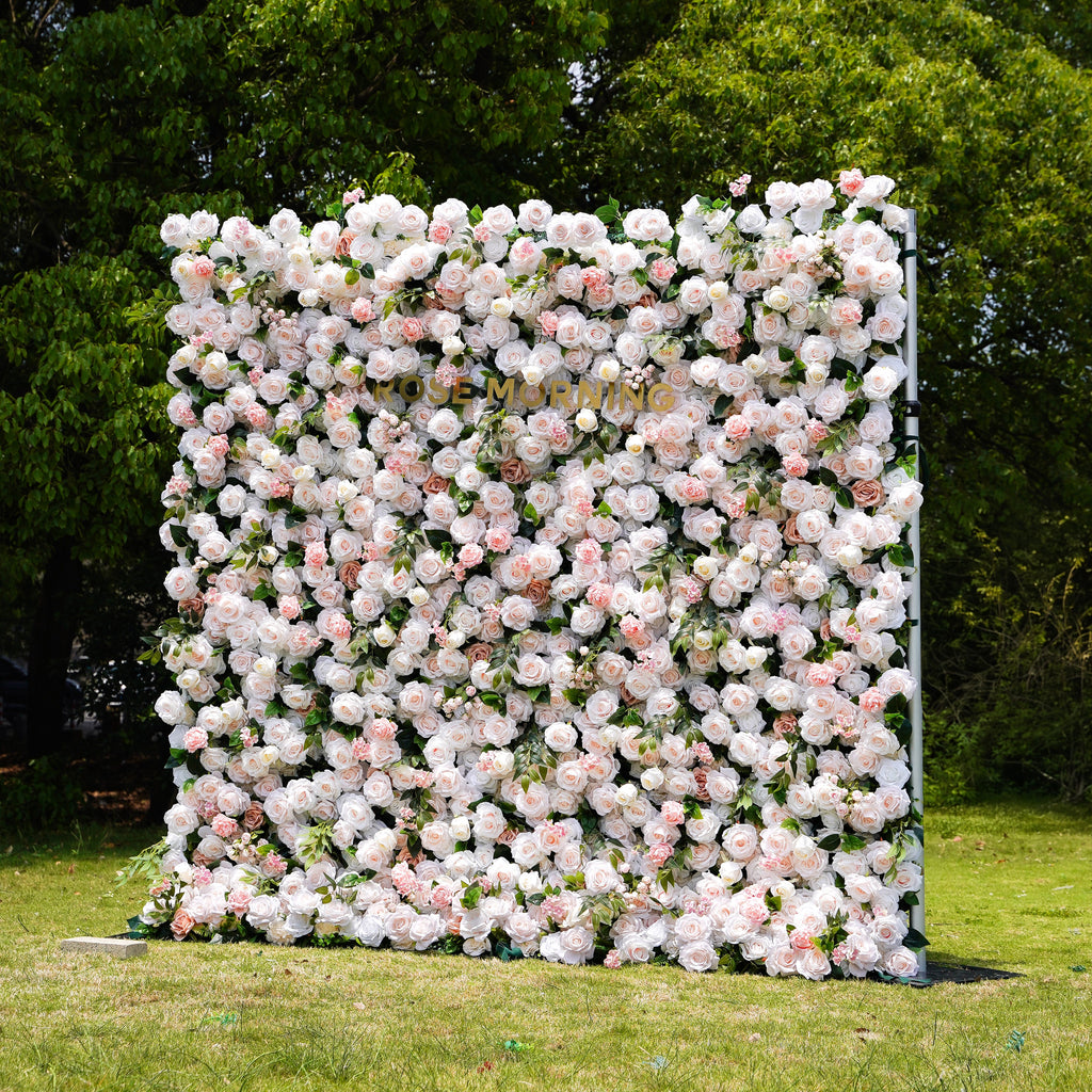 Martina：5D Fabric Artificial rolling up curtain flower wall Rose Morning
