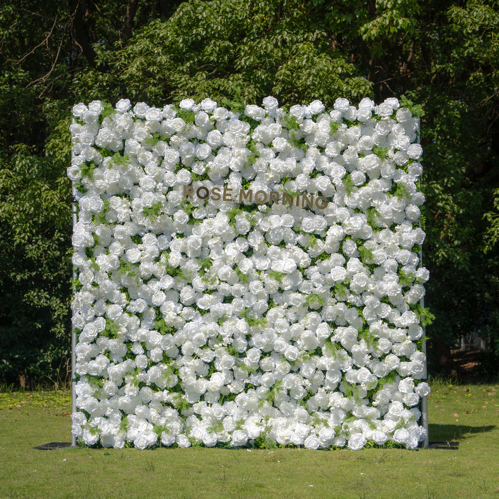 Forest - White Green Popular 5D Fabric Roll Up Flower Wall for Wedding Party Backdrop Free Shipping