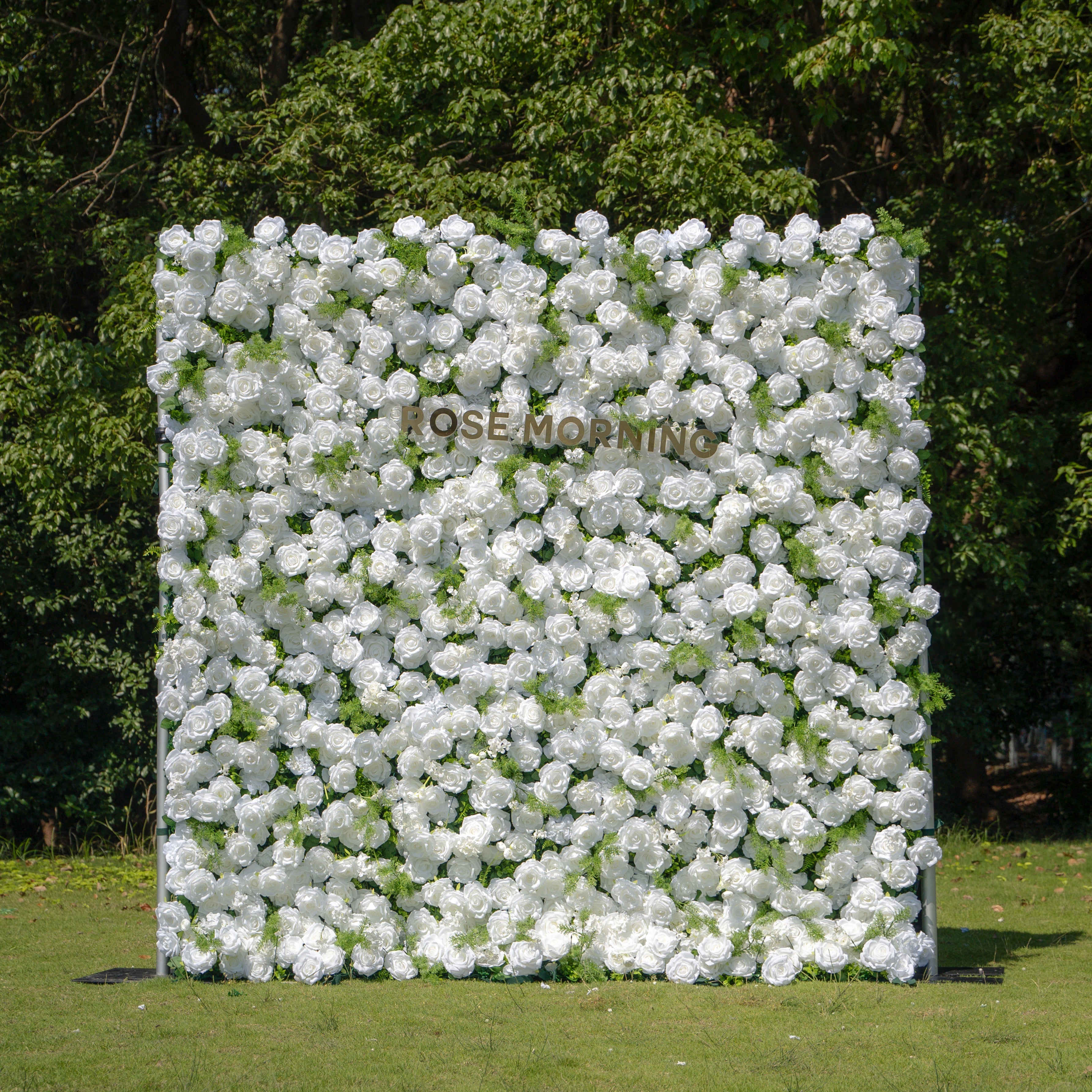 Forest - White Green Popular 5D Fabric Roll Up Flower Wall for Wedding Party Backdrop Free Shipping