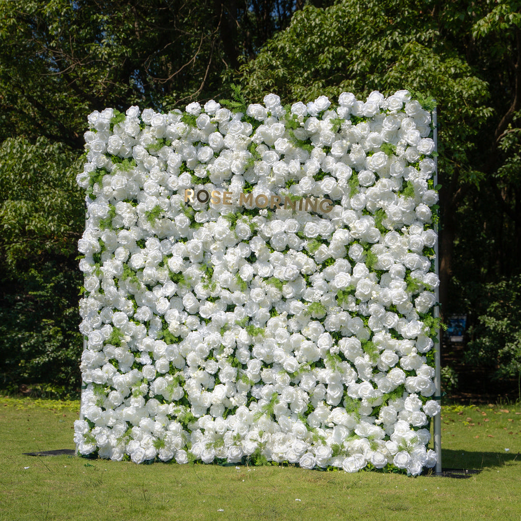 Forest - White Green Popular 5D Fabric Roll Up Flower Wall for Wedding Party Backdrop Free Shipping
