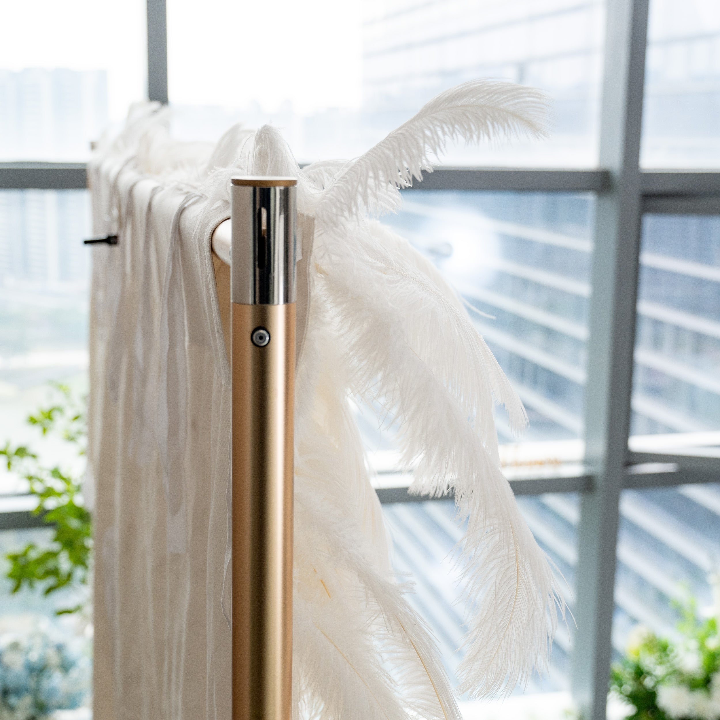 Artificial Floral Wall Backdrop: Celestial White Feather Dreamscape - The Ethereal Whisper Collection for Luxurious Weddings and Events | VF-164-WHITE
