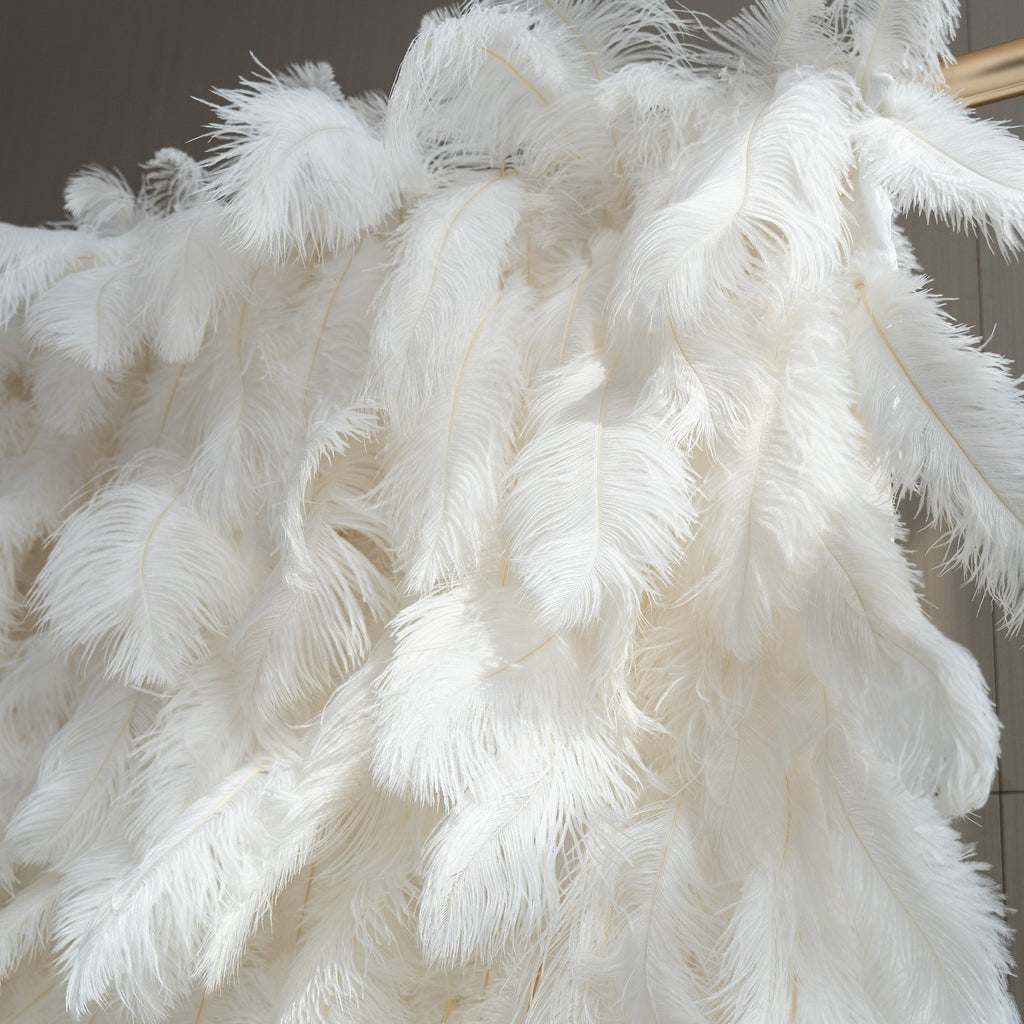 Artificial Floral Wall Backdrop: Celestial White Feather Dreamscape - The Ethereal Whisper Collection for Luxurious Weddings and Events | VF-164-WHITE