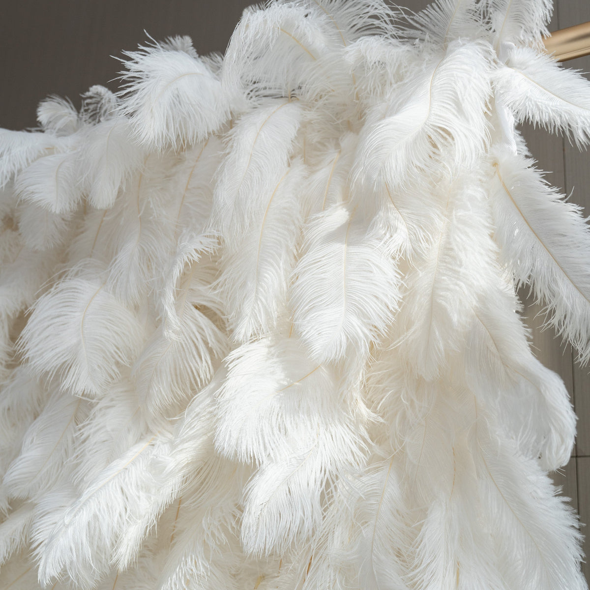 Artificial Floral Wall Backdrop: Celestial White Feather Dreamscape - The Ethereal Whisper Collection for Luxurious Weddings and Events | VF-164-WHITE