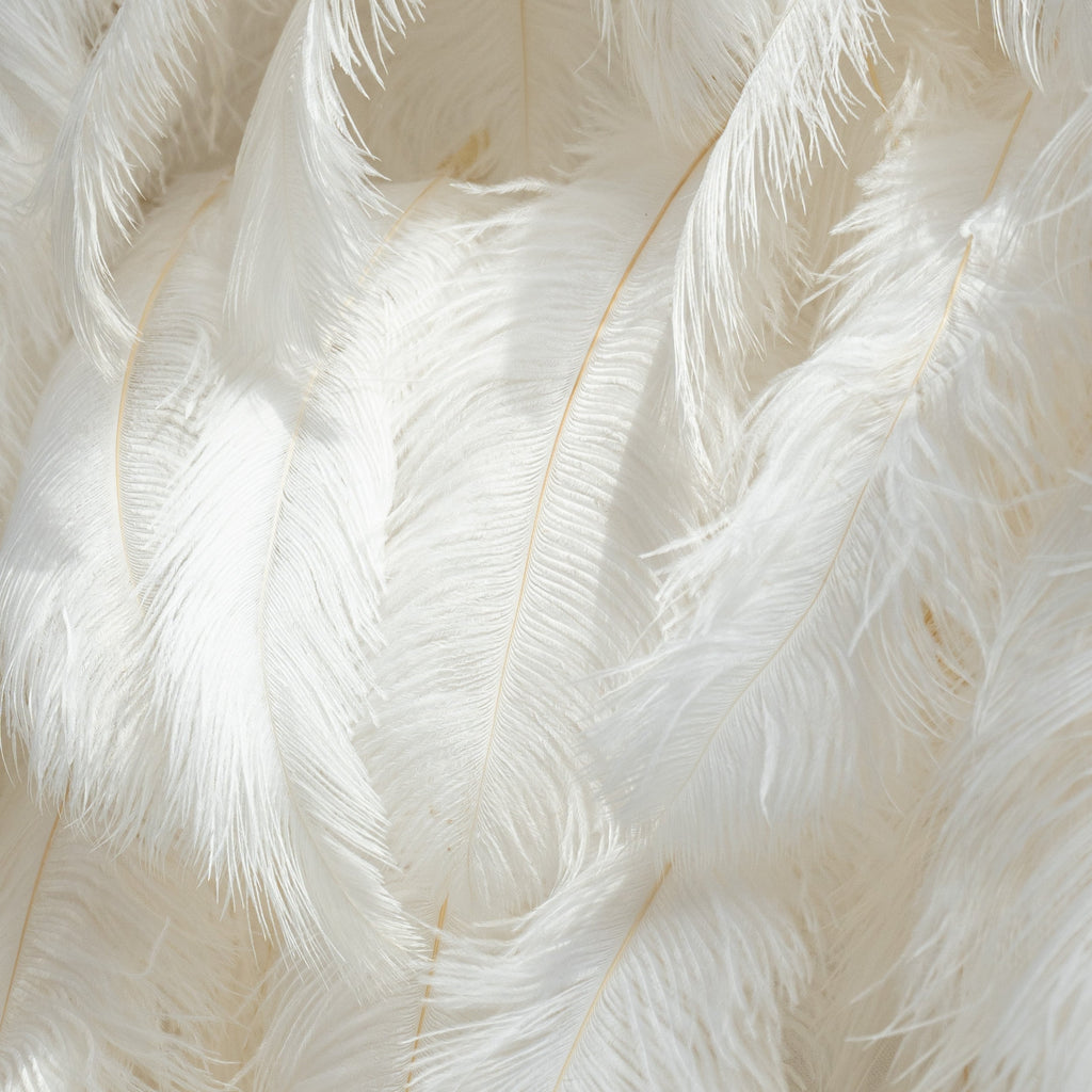 Artificial Floral Wall Backdrop: Celestial White Feather Dreamscape - The Ethereal Whisper Collection for Luxurious Weddings and Events | VF-164-WHITE
