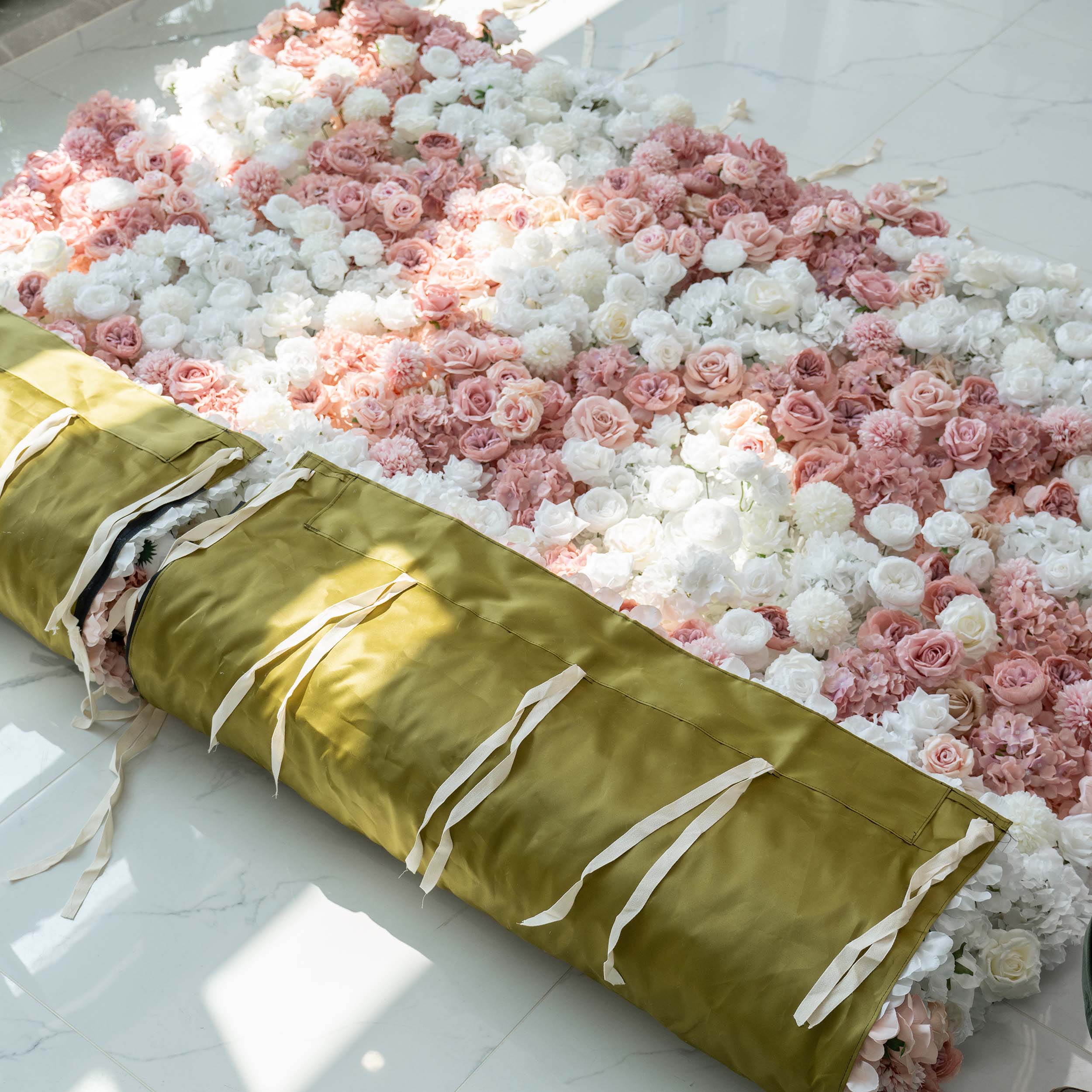 Romantic Floral Backdrop - Blush Nude and White Artificial Flower Wall for Weddings. Events. and Special Occasions | VF-418-2
