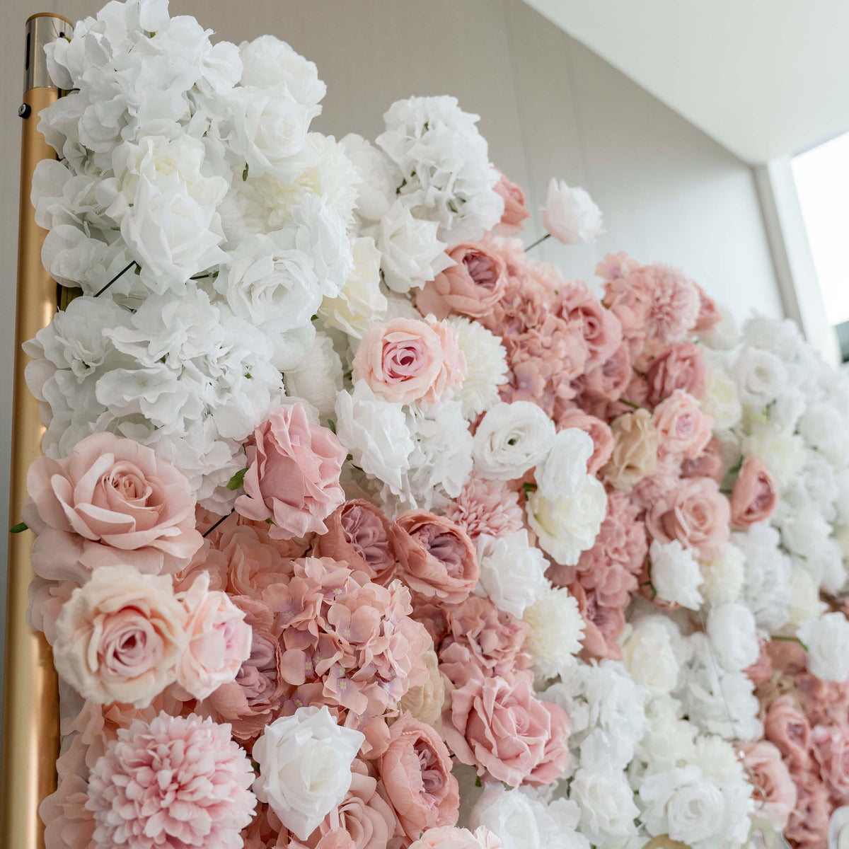 Romantic Floral Backdrop - Blush Nude and White Artificial Flower Wall for Weddings. Events. and Special Occasions | VF-418-2