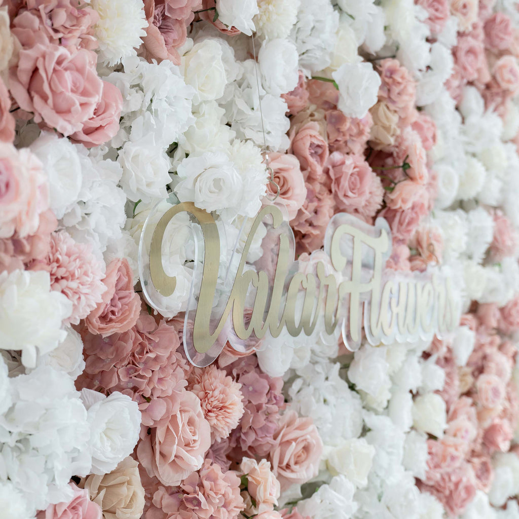 Romantic Floral Backdrop - Blush Nude and White Artificial Flower Wall for Weddings. Events. and Special Occasions | VF-418-2