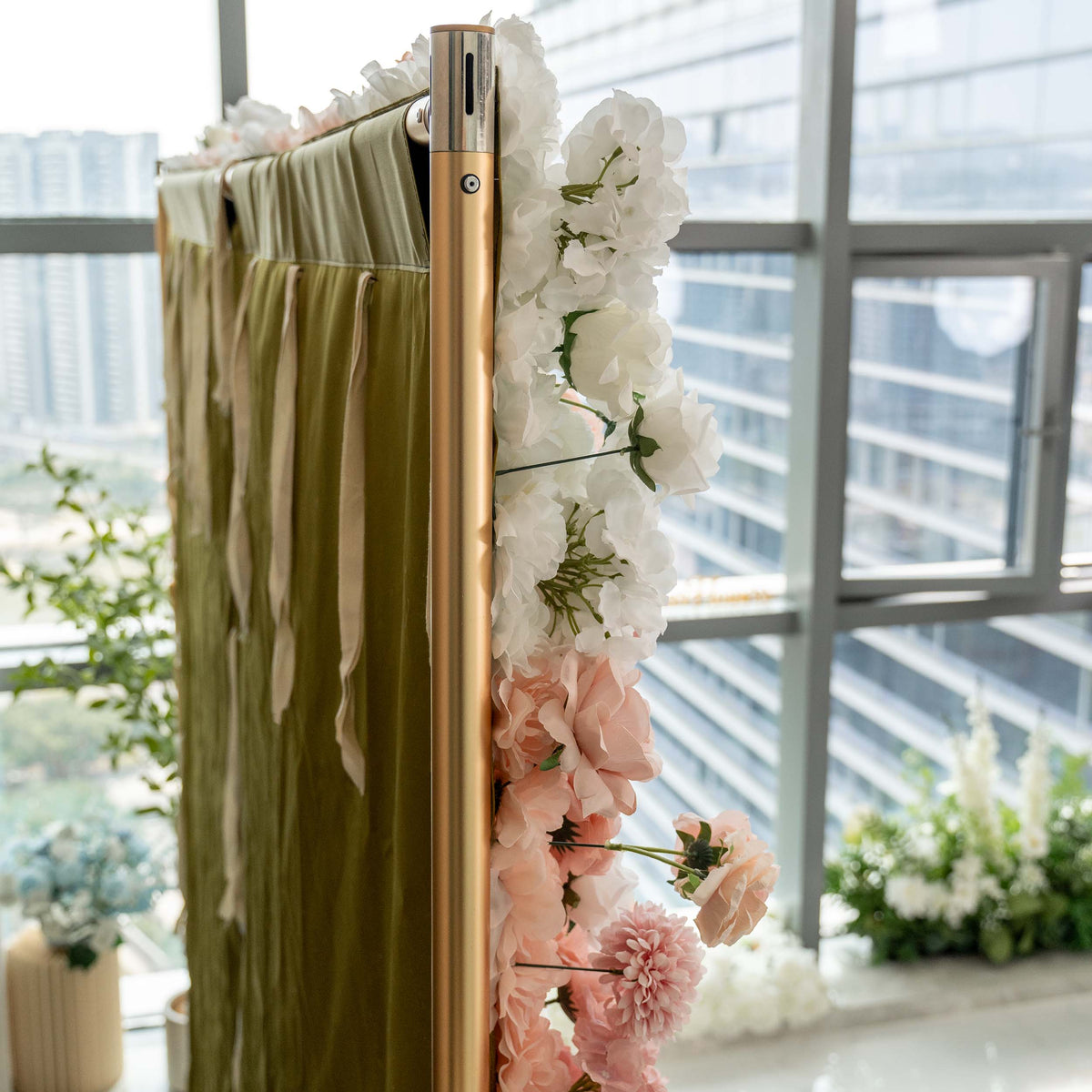 Romantic Floral Backdrop - Blush Nude and White Artificial Flower Wall for Weddings. Events. and Special Occasions | VF-418-2
