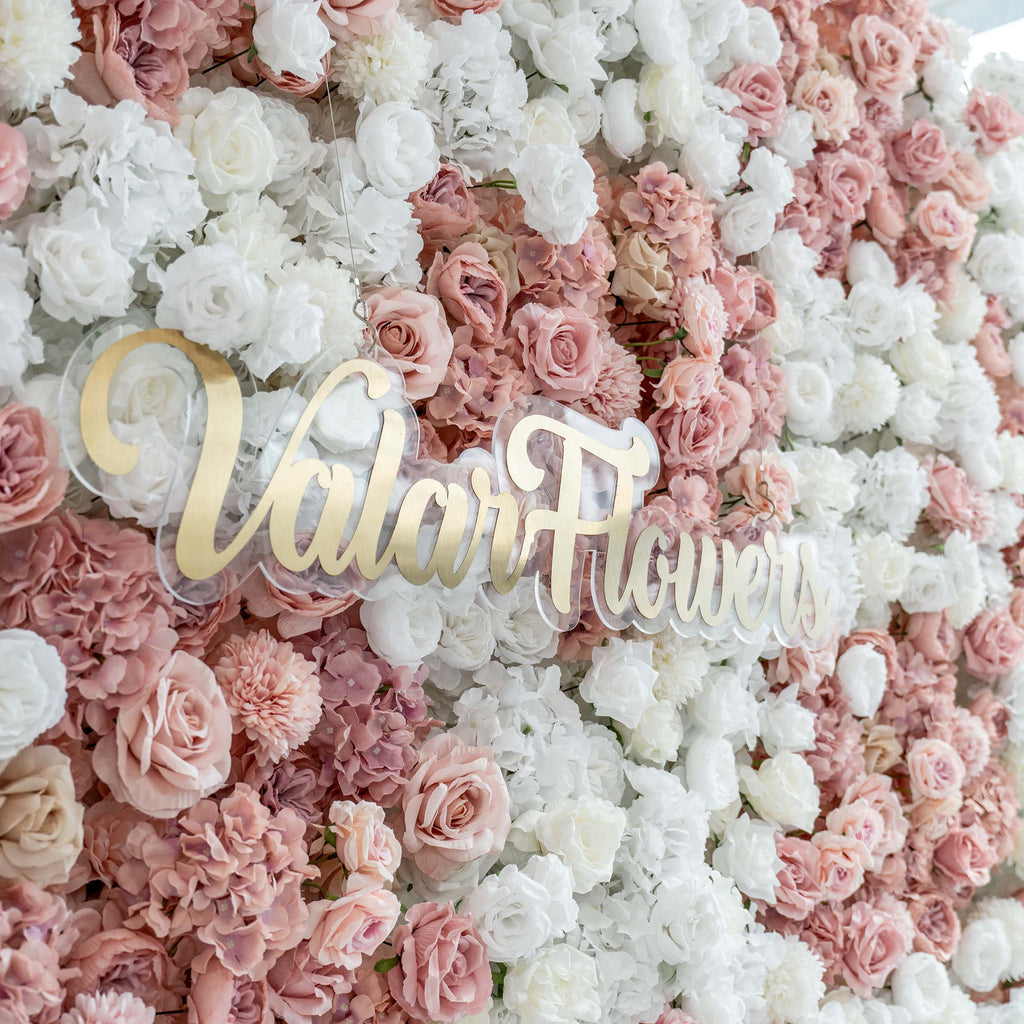 Romantic Floral Backdrop - Blush Nude and White Artificial Flower Wall for Weddings. Events. and Special Occasions | VF-418-2