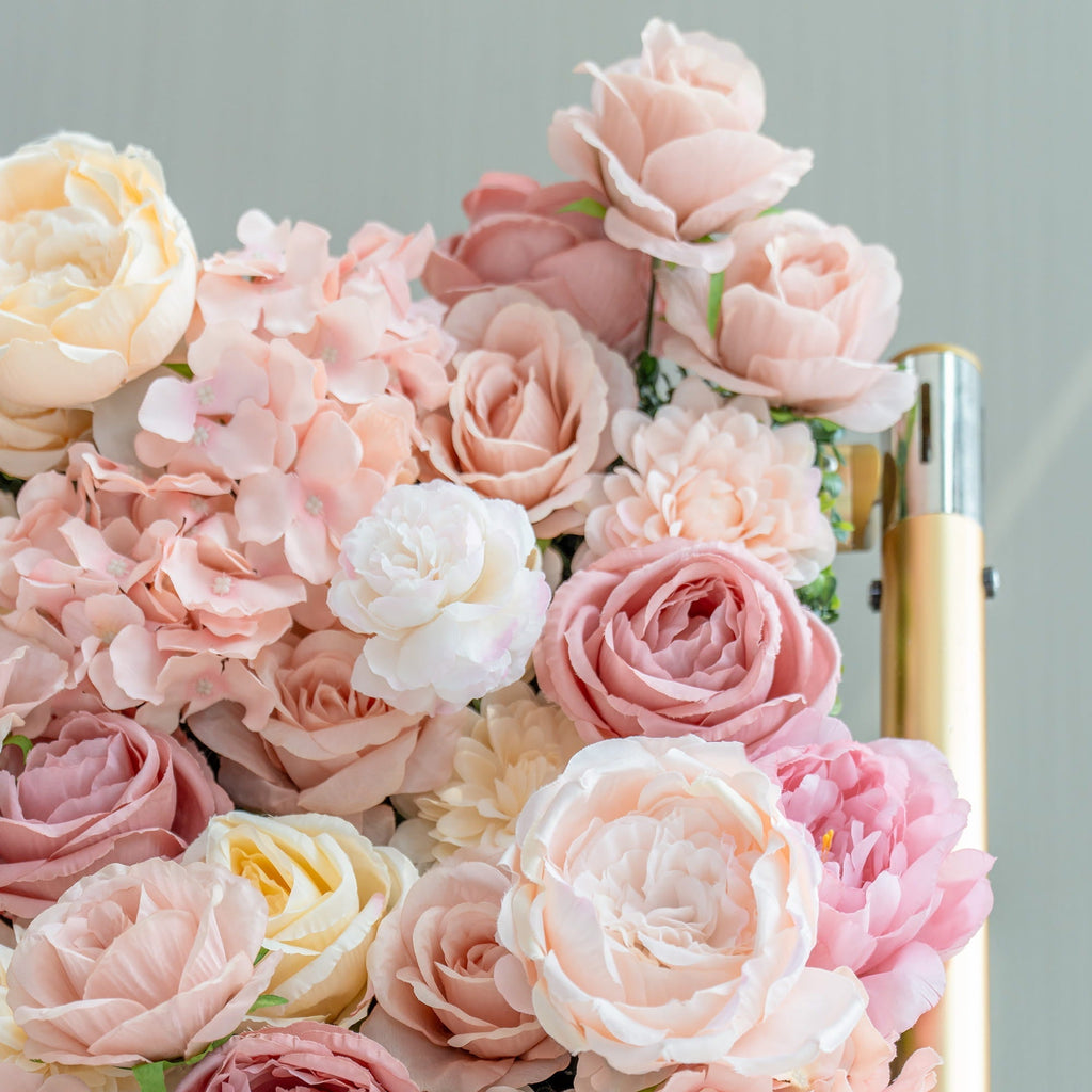 Exquisite Artificial Flower Backdrop in Soft Pink and Cream Hues for Weddings. Parties and Events | VF-360