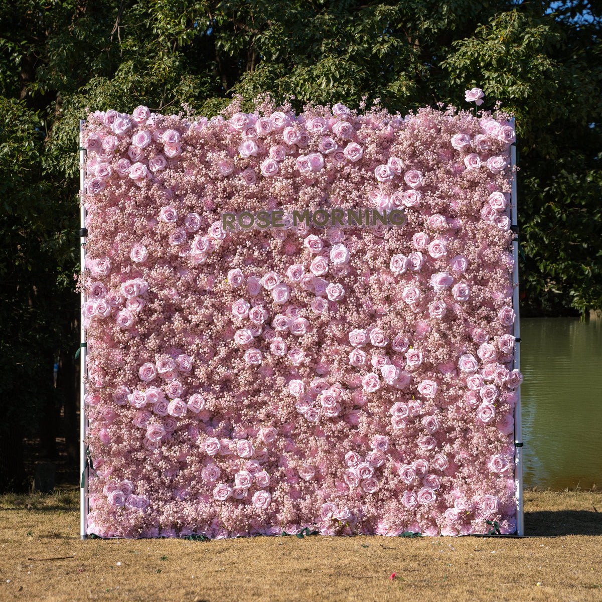 Pink Baby Breath：3D Fabric Artificial rolling up curtain flower wall Free Shipping