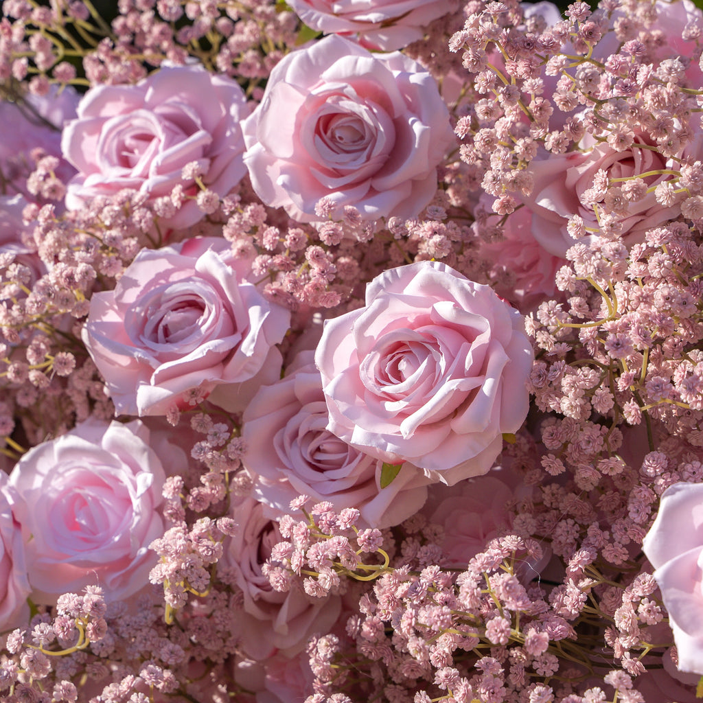 Pink Baby Breath：3D Fabric Artificial rolling up curtain flower wall Free Shipping