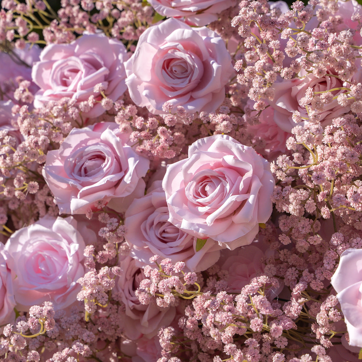 Pink Baby Breath：3D Fabric Artificial rolling up curtain flower wall Free Shipping