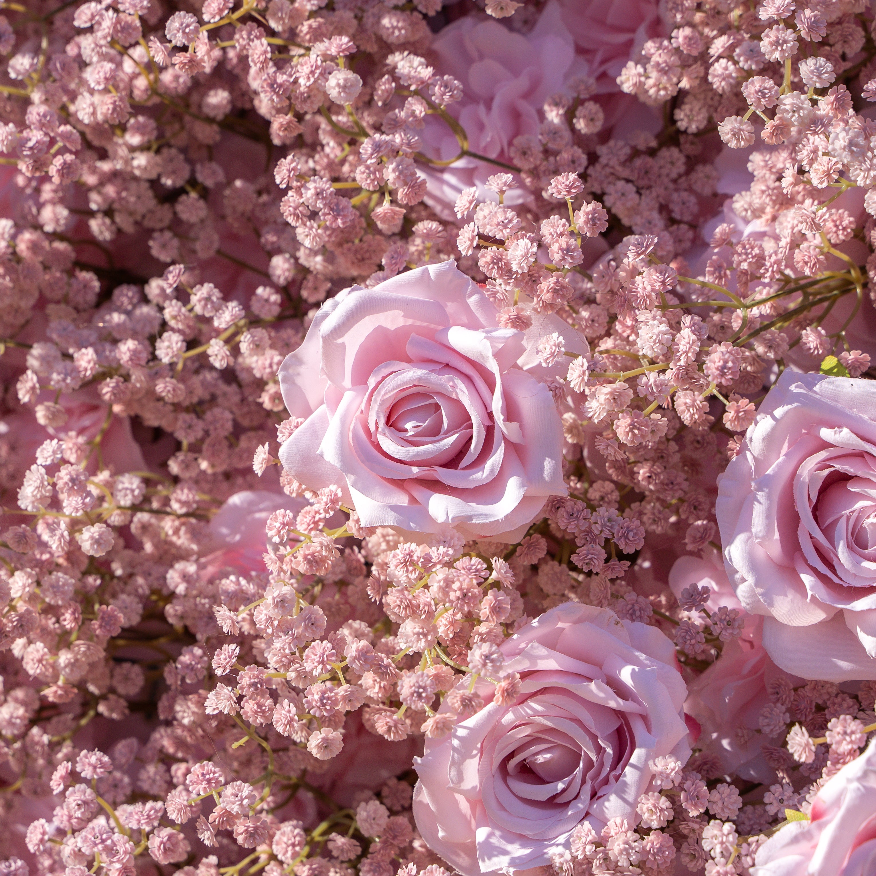 Pink Baby Breath：3D Fabric Artificial rolling up curtain flower wall Free Shipping