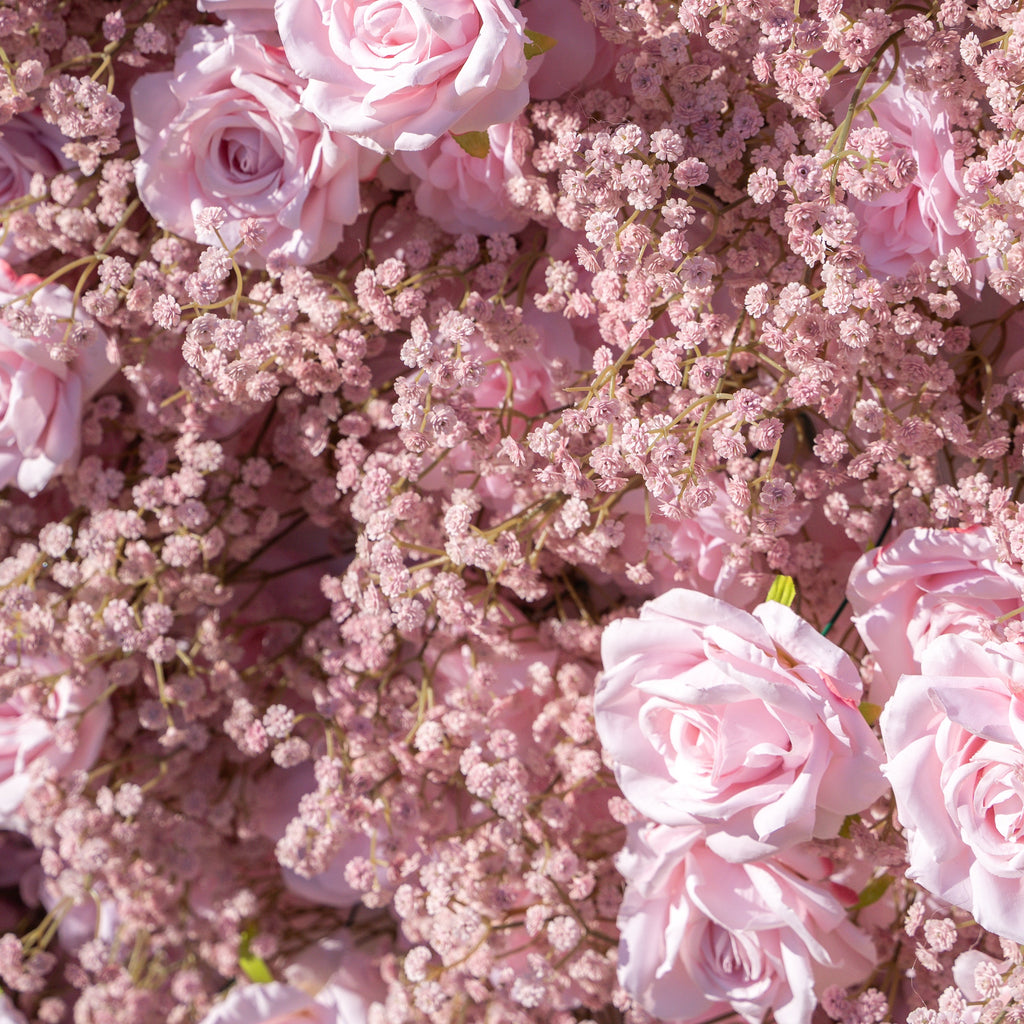 Pink Baby Breath：3D Fabric Artificial rolling up curtain flower wall Free Shipping