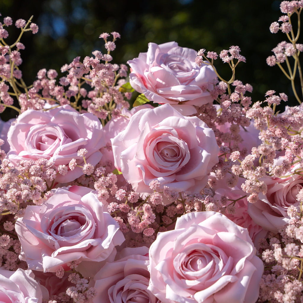 Pink Baby Breath：3D Fabric Artificial rolling up curtain flower wall Free Shipping