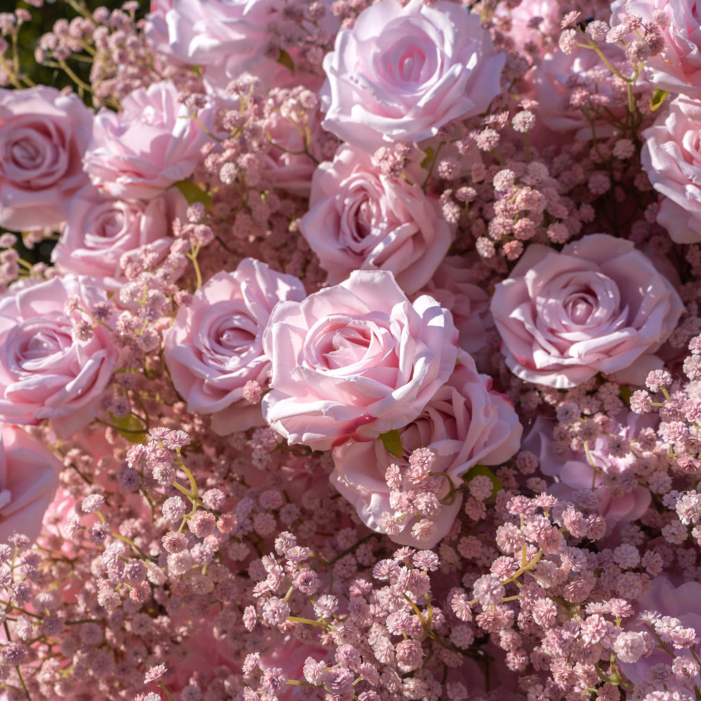 Pink Baby Breath：3D Fabric Artificial rolling up curtain flower wall Free Shipping
