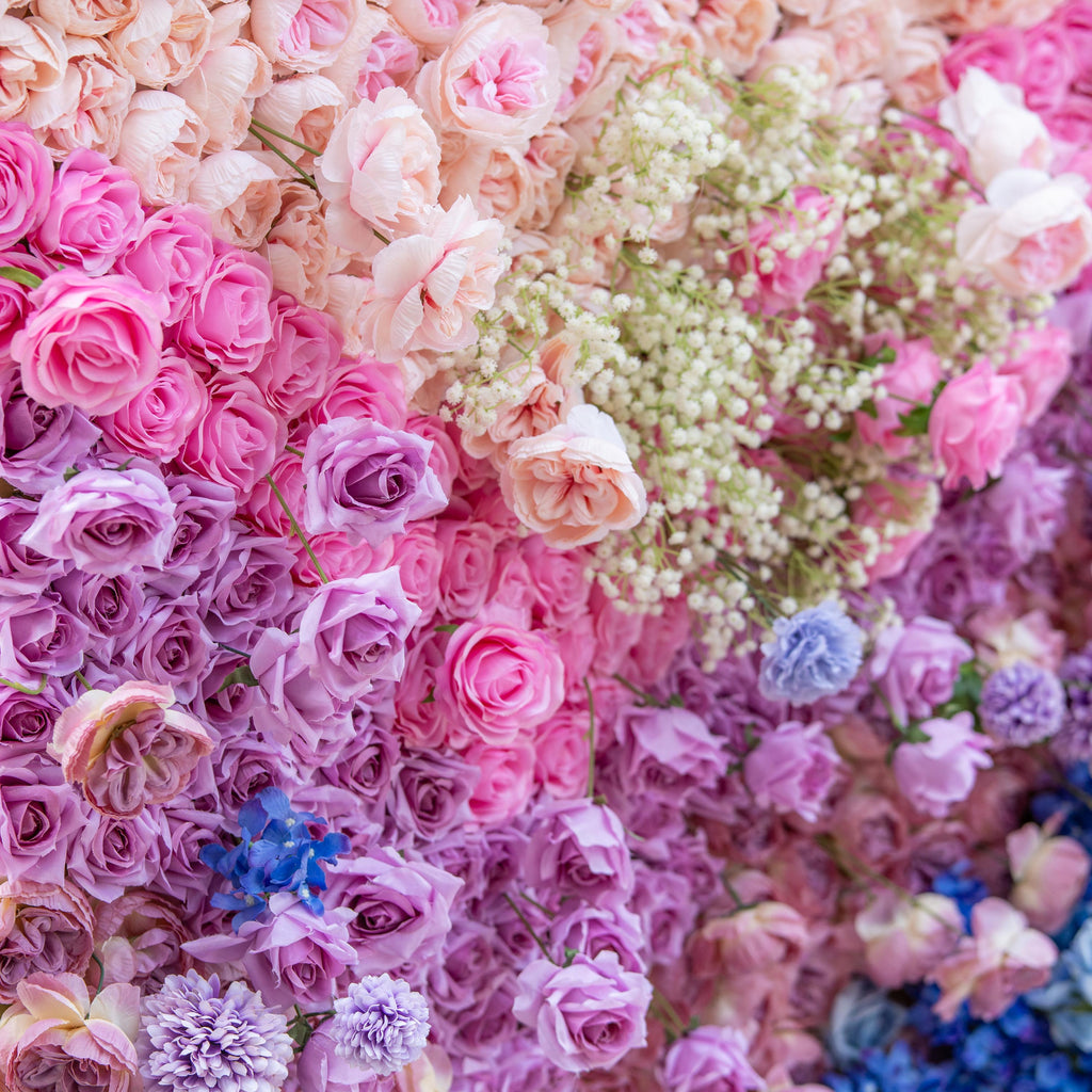 Green White Pink Artificial Flower Wall Backdrop for Wedding & Event Decor | VF-340