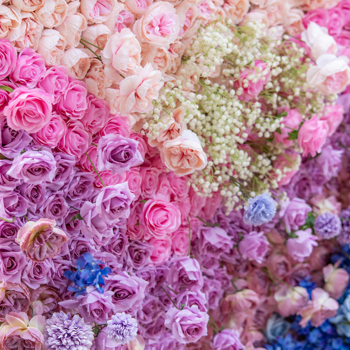 Green White Pink Artificial Flower Wall Backdrop for Wedding & Event Decor | VF-340