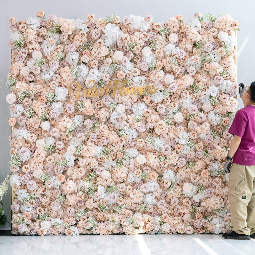 Luxurious Floral Backdrop - Elegant White. Blush. and Nude Artificial Flower Wall for Weddings. Events. and Special Occasions | VF-374-1