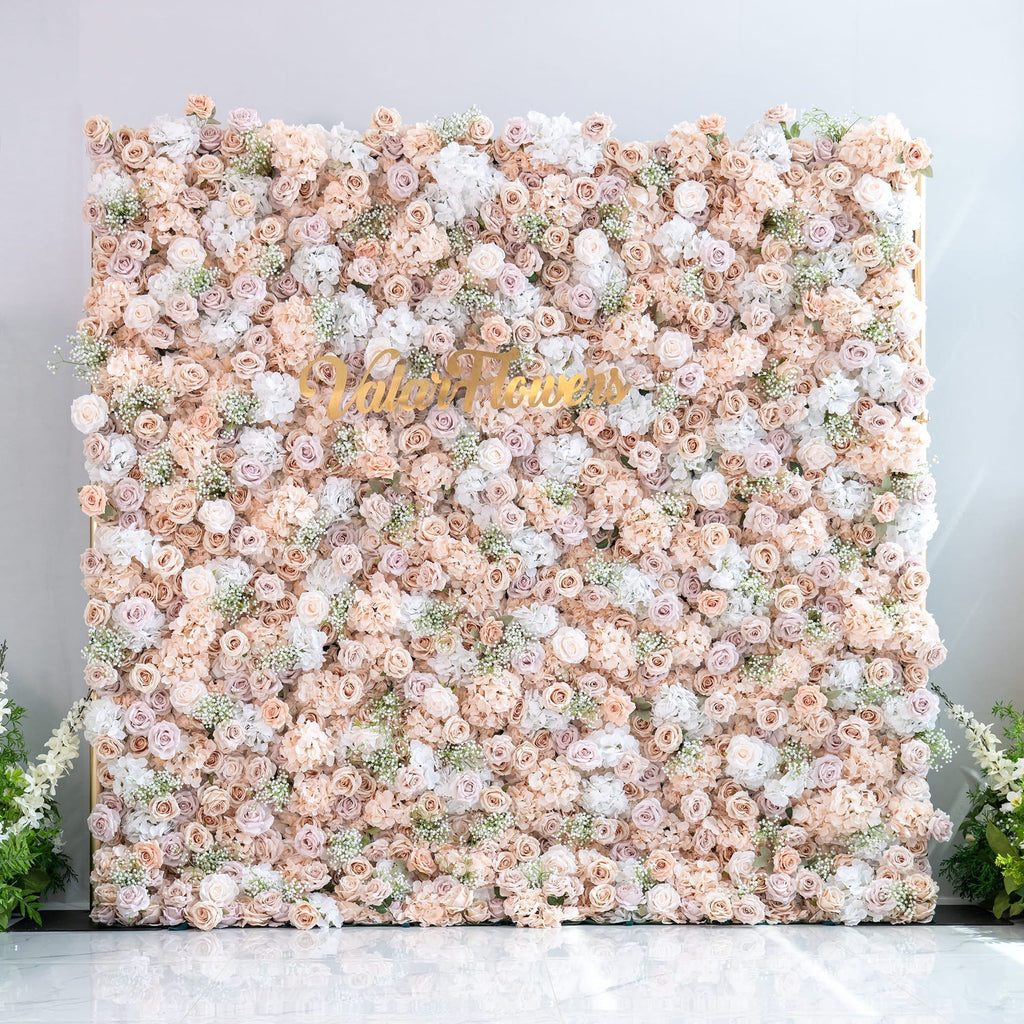 Luxurious Floral Backdrop - Elegant White. Blush. and Nude Artificial Flower Wall for Weddings. Events. and Special Occasions | VF-374-1