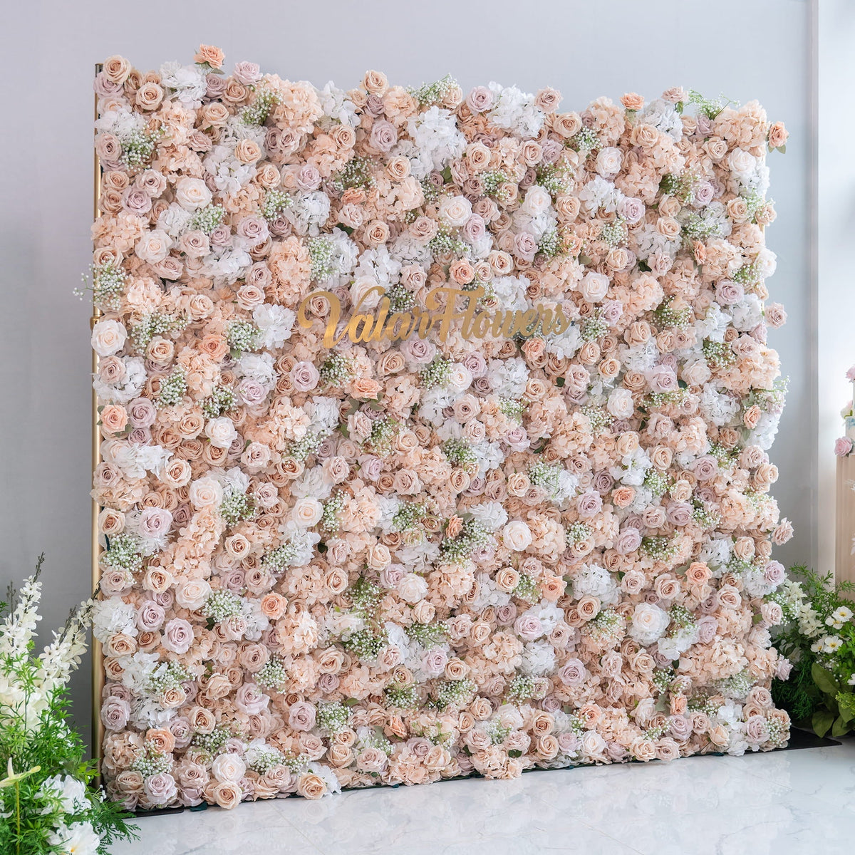 Luxurious Floral Backdrop - Elegant White. Blush. and Nude Artificial Flower Wall for Weddings. Events. and Special Occasions | VF-374-1