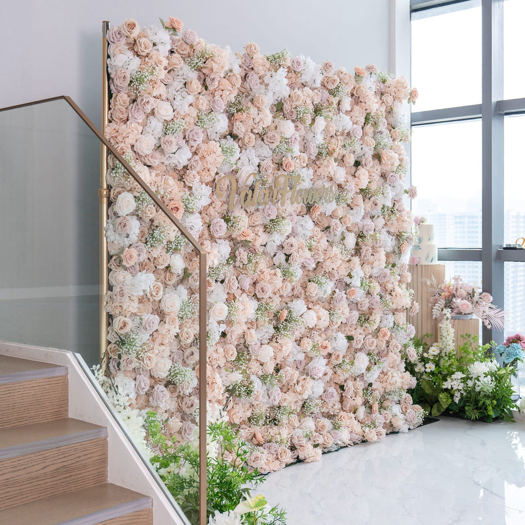 Luxurious Floral Backdrop - Elegant White. Blush. and Nude Artificial Flower Wall for Weddings. Events. and Special Occasions | VF-374-1