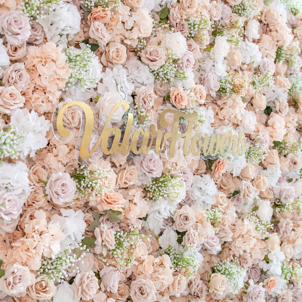 Luxurious Floral Backdrop - Elegant White. Blush. and Nude Artificial Flower Wall for Weddings. Events. and Special Occasions | VF-374-1
