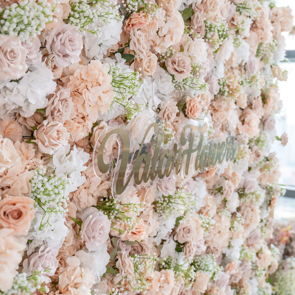 Luxurious Floral Backdrop - Elegant White. Blush. and Nude Artificial Flower Wall for Weddings. Events. and Special Occasions | VF-374-1