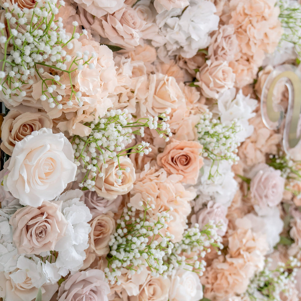 Luxurious Floral Backdrop - Elegant White. Blush. and Nude Artificial Flower Wall for Weddings. Events. and Special Occasions | VF-374-1