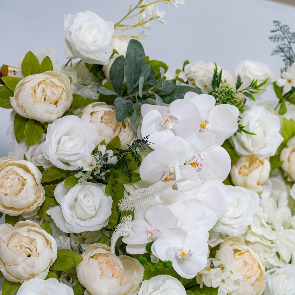 Roll Up Fabric Gorgeous Artificial Flower Wall - The White & Green Epitome of Wedding and Event Decoration | VF-801
