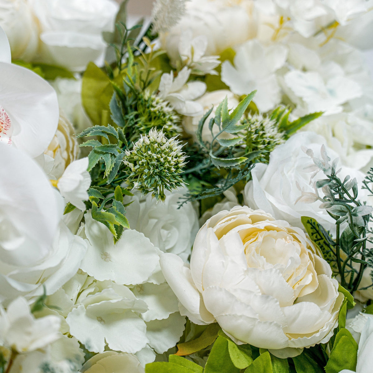 Roll Up Fabric Gorgeous Artificial Flower Wall - The White & Green Epitome of Wedding and Event Decoration | VF-801