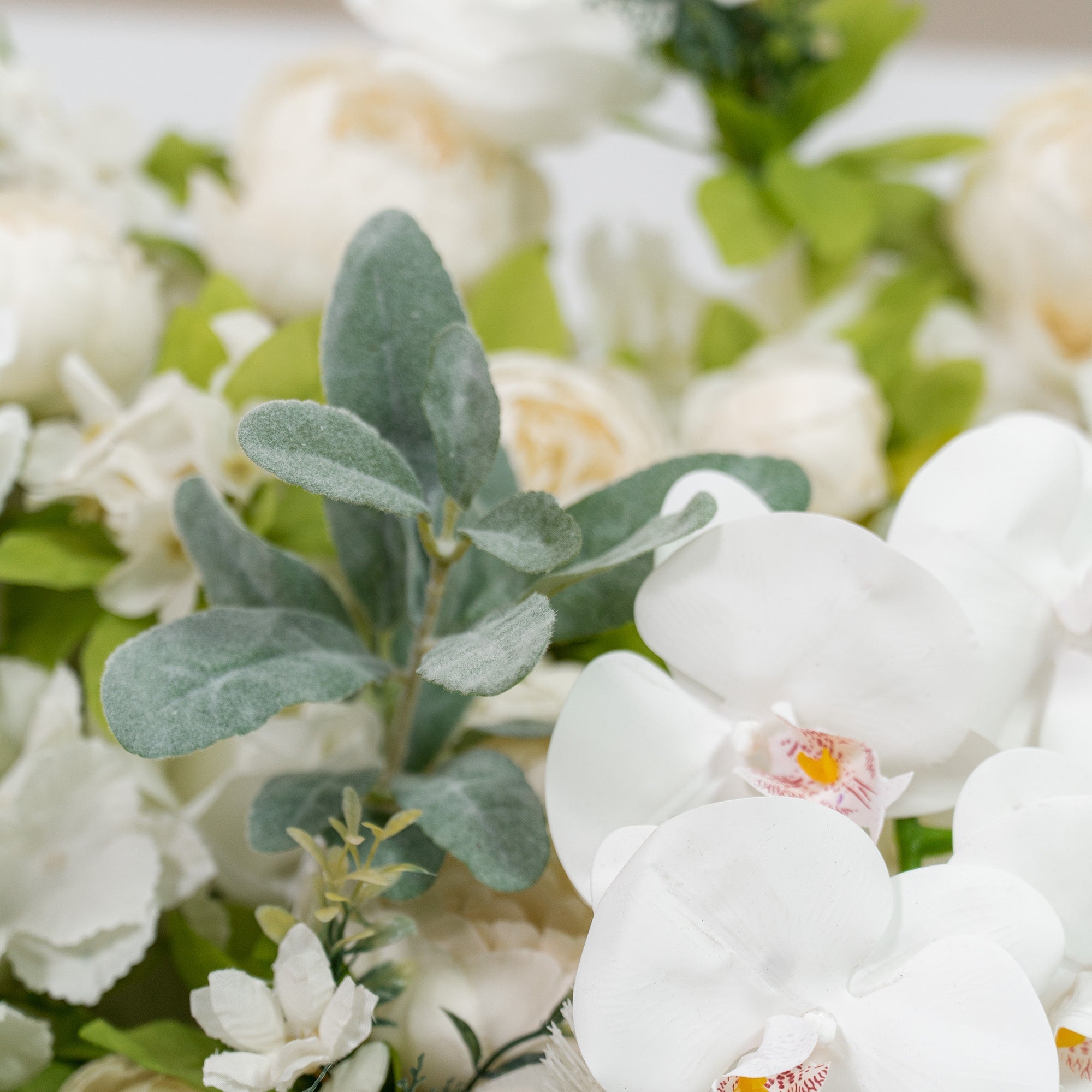 Roll Up Fabric Gorgeous Artificial Flower Wall - The White & Green Epitome of Wedding and Event Decoration | VF-801