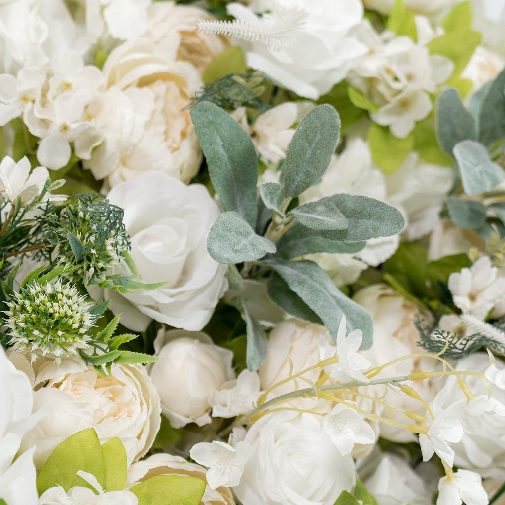 Roll Up Fabric Gorgeous Artificial Flower Wall - The White & Green Epitome of Wedding and Event Decoration | VF-801