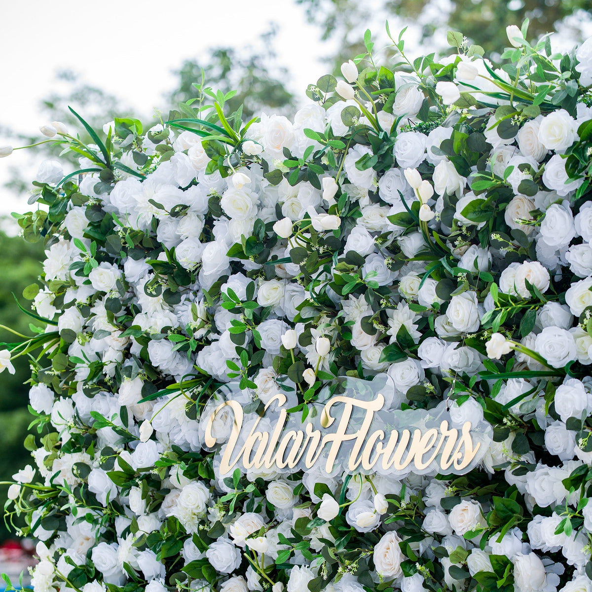 Exquisite White & Green Artificial Flower Wall - The Epitome of Elegance for Wedding and Event Decor | VF-803