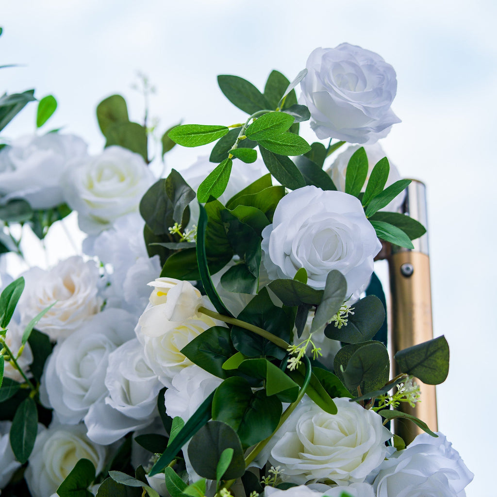 Exquisite White & Green Artificial Flower Wall - The Epitome of Elegance for Wedding and Event Decor | VF-803