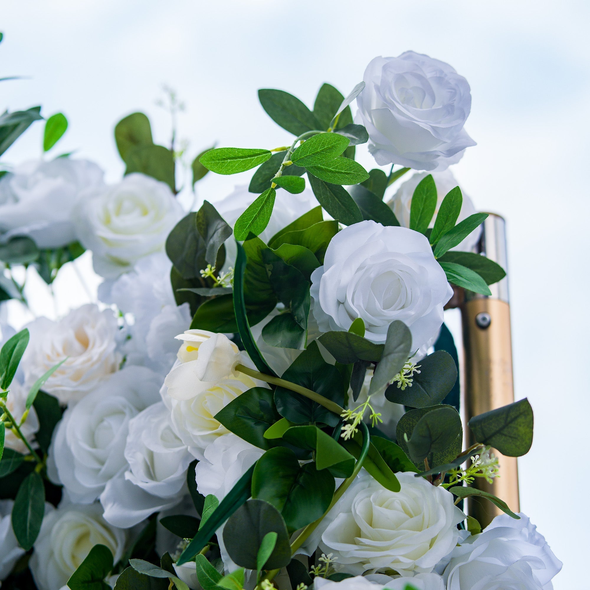 Exquisite White & Green Artificial Flower Wall - The Epitome of Elegance for Wedding and Event Decor | VF-803